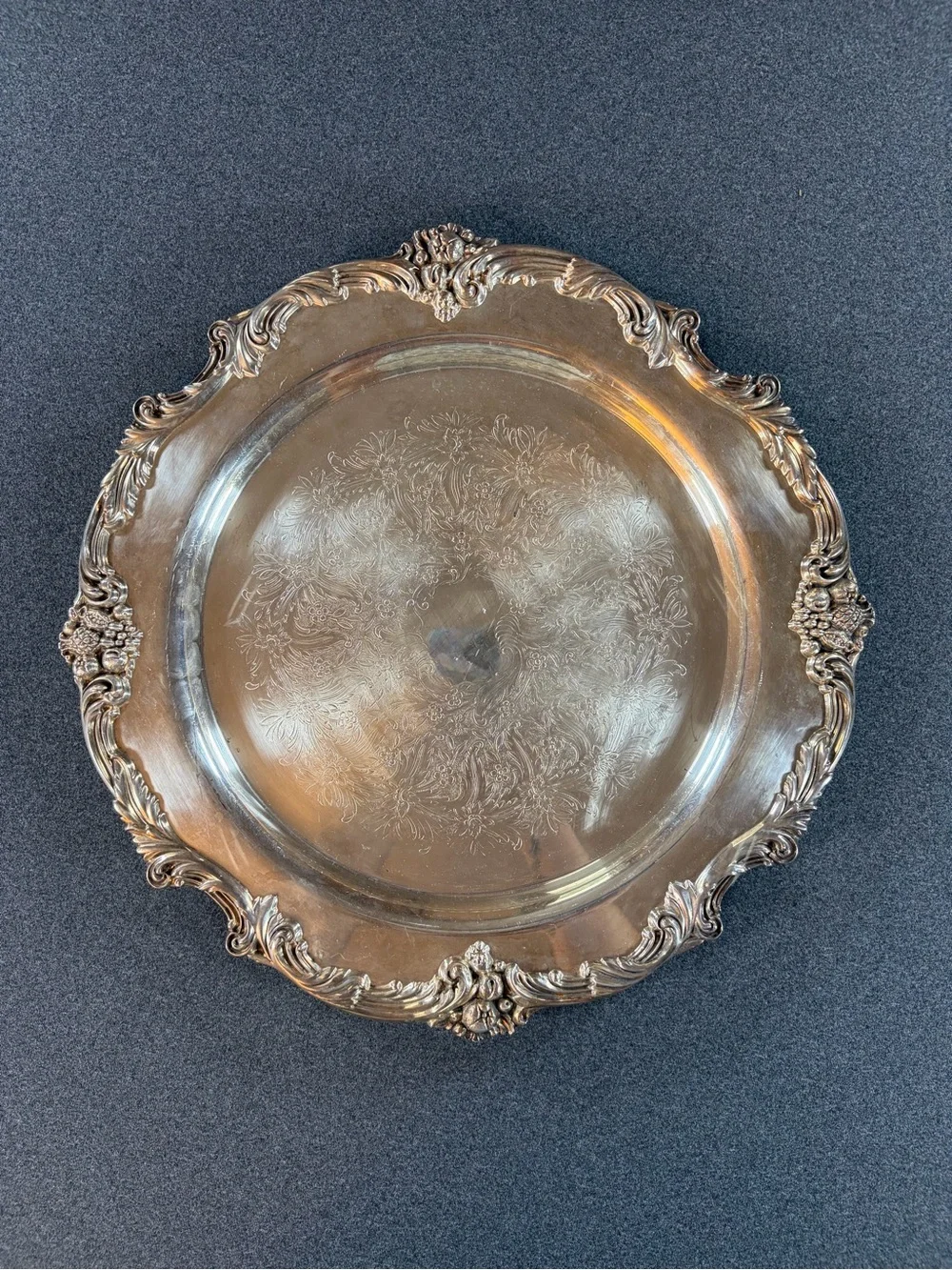 Vintage Reed & Barton King Francis Silverplate Round Tray 15